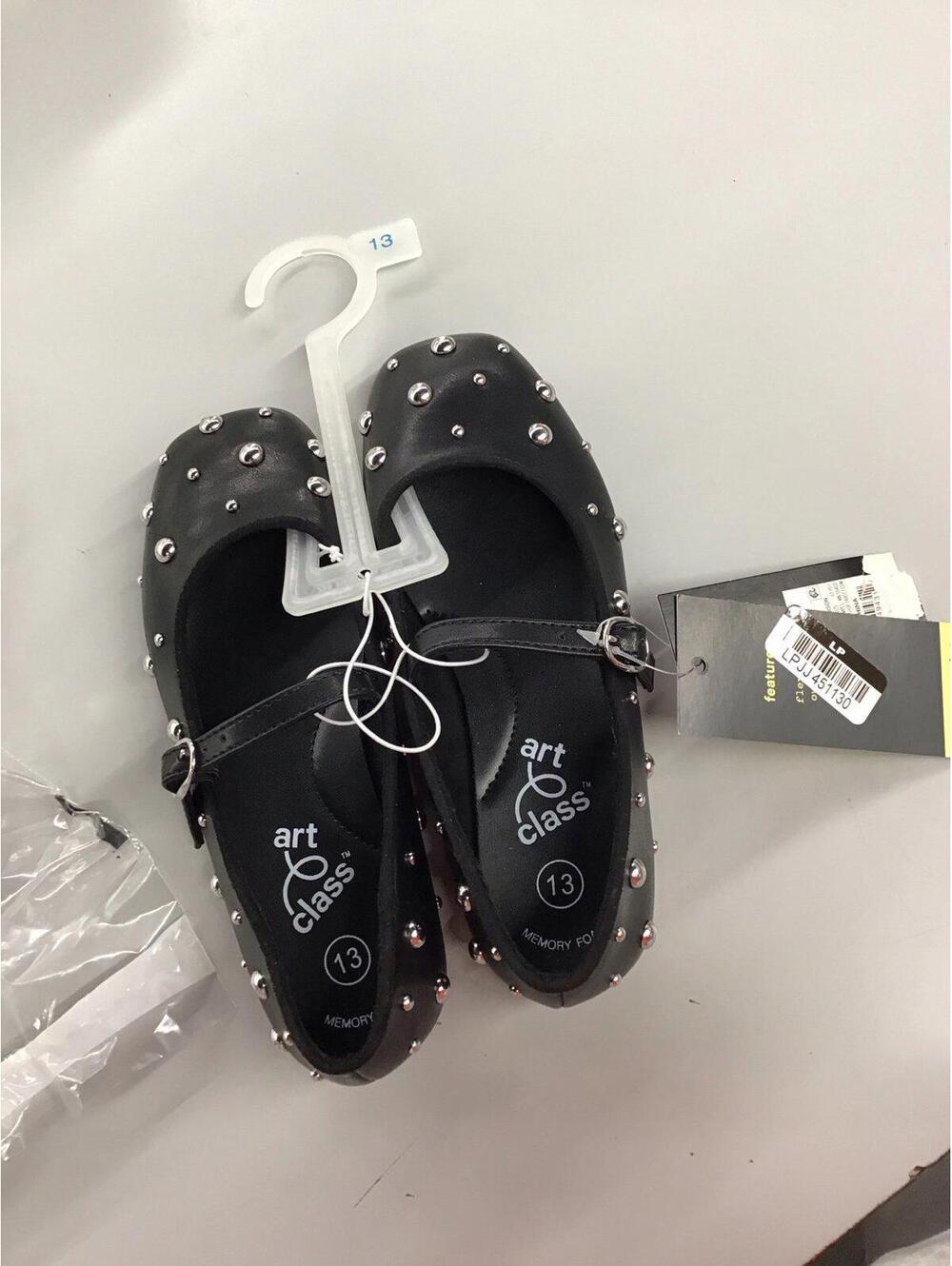 Art class girls flexible memory foam studded dress shoes 13 black new target